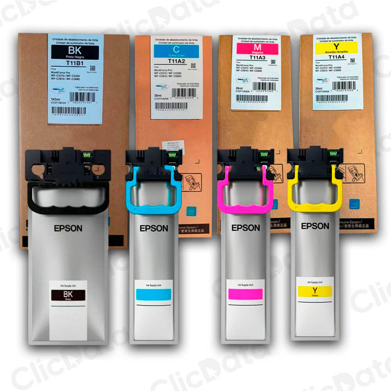 Pack Tinta Epson T11B Negro y T11A WFC5810, C5310, C5890 Original