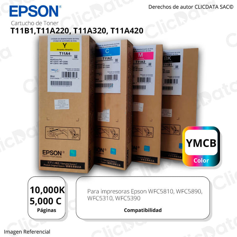 Pack Tinta Epson T11B Negro y T11A WFC5810, C5310, C5890 Original