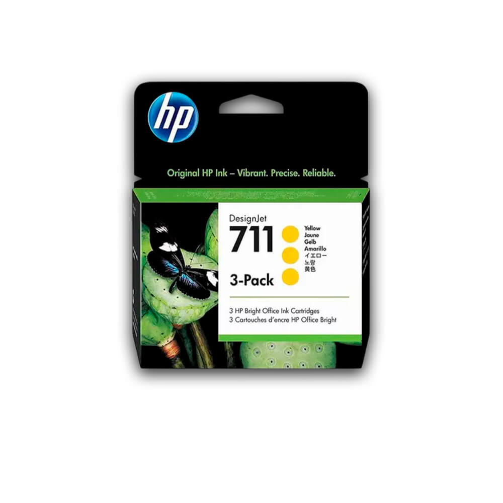 Pack de 3 Tintas HP 711 Yellow CZ136A 29ml T120, T520 Original