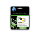 Pack de 3 Tintas HP 711 Yellow CZ136A 29ml T120, T520 Original