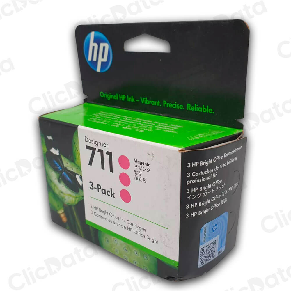 Pack de 3 Tintas HP 711 Magenta CZ135A 29ml T120, T520 Original