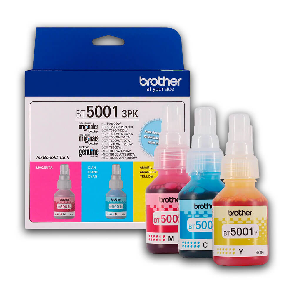 Pack 3 Tintas Brother BT5001 Color 3PK T300, T500W, T700W Original