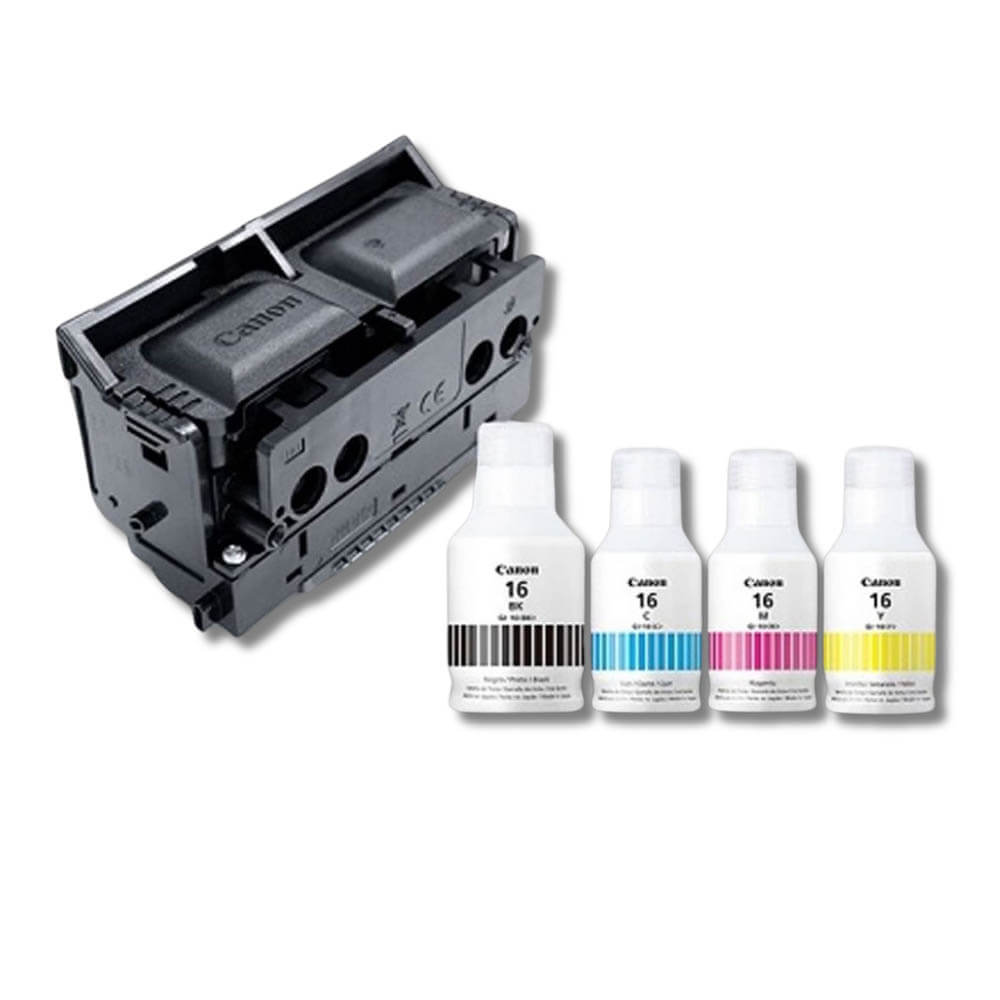 Pack Cabezal PHS + Kit Tintas Canon GI 16 BK, C, Y, M Original