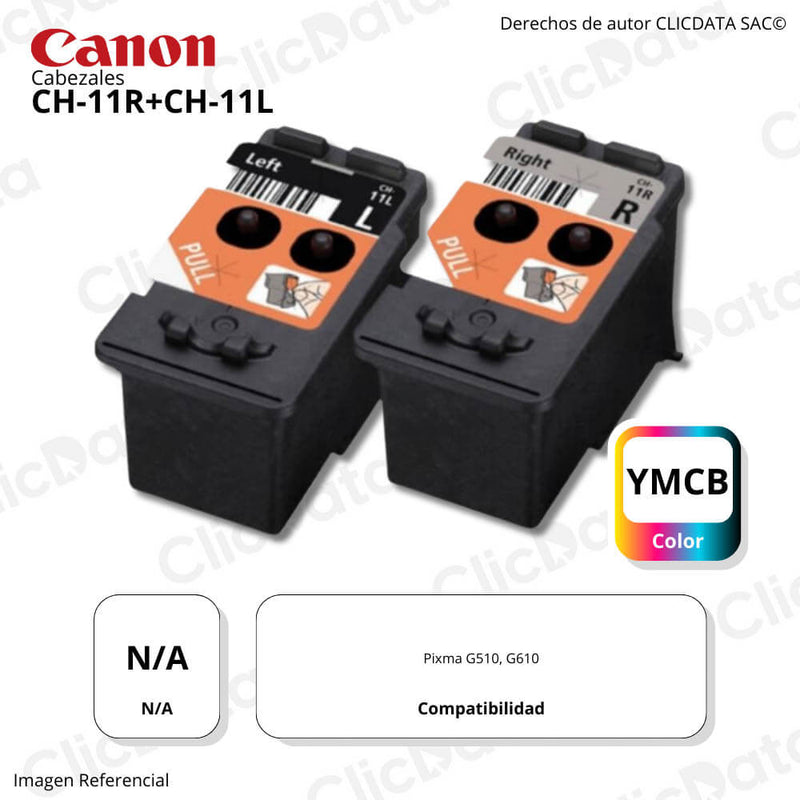 Pack Cabezal Canon CH 11R+CH 11L Negro y Color G510, G610 Original