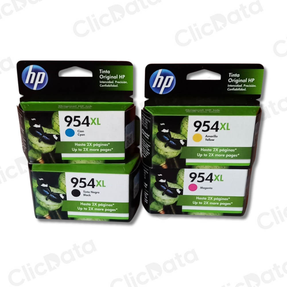 Kit de Tinta HP 954Xl Negro y Tricolor 7740, 8720, 8730 Original