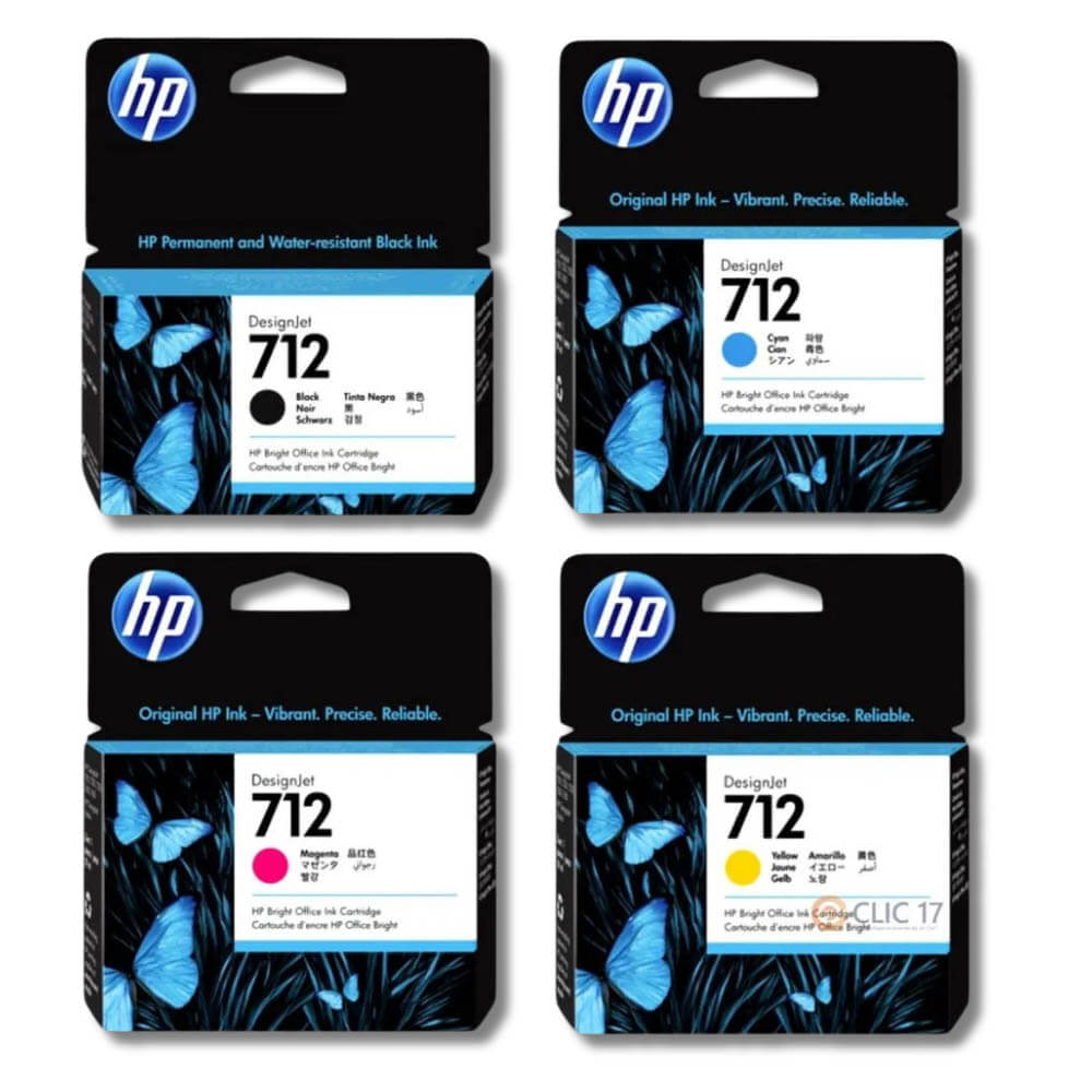 Kit de Tinta HP 712 Negro y Tricolor T210, T250, T650 Original