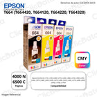 Kit Tintas Epson T664 Negro y color 70ml L455, L455, L565 Original