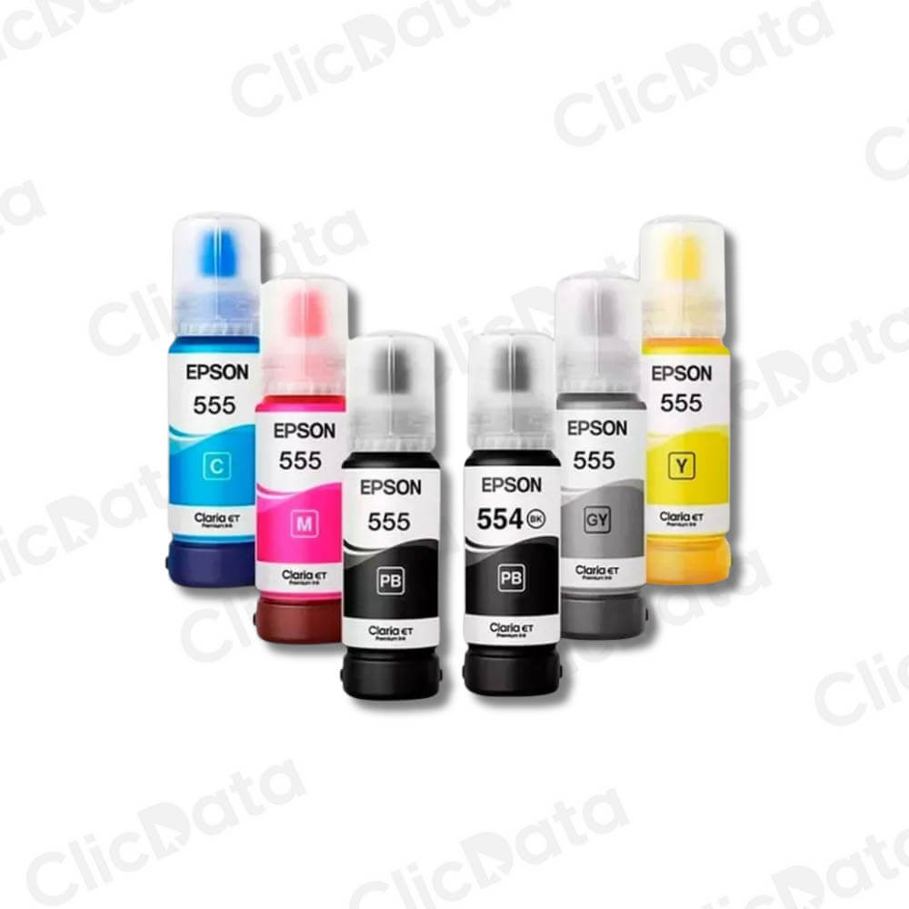 Kit Tintas Epson T554 y T555 Negro y colores 70ml L8160 Original