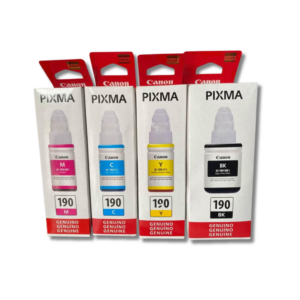Kit Tintas Canon GI 190 Negro 135ml y colores 70ml G3110 Original