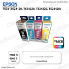 Kit Tinta Epson T524 Negro 127ml y colores 70ml L15150 Original
