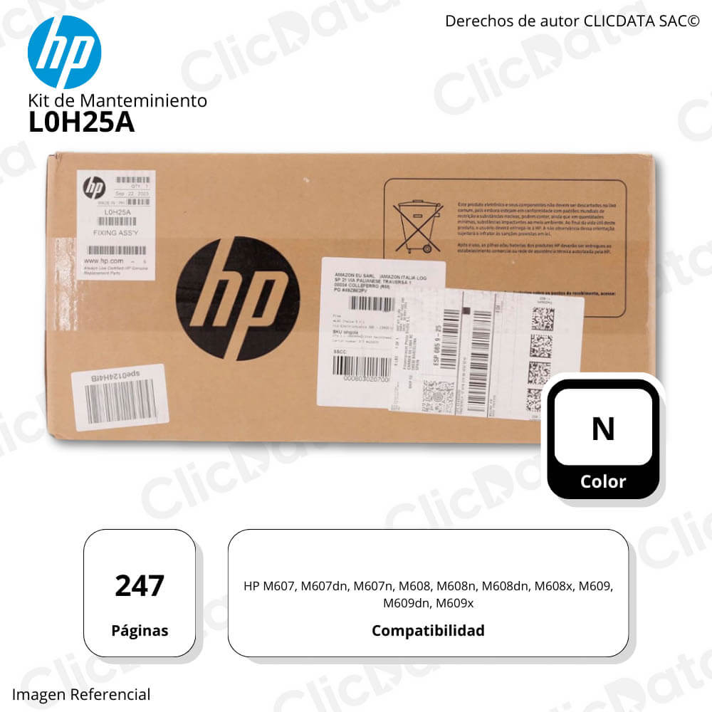 Kit Mantenimiento HP L0H25A 220v 225,000 Pág. M60x, E601XX Original