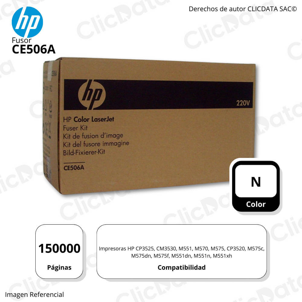 Kit Fusor Hp CE506A 220V 150,000 Pág. CP3525, CM3530, M570 Original