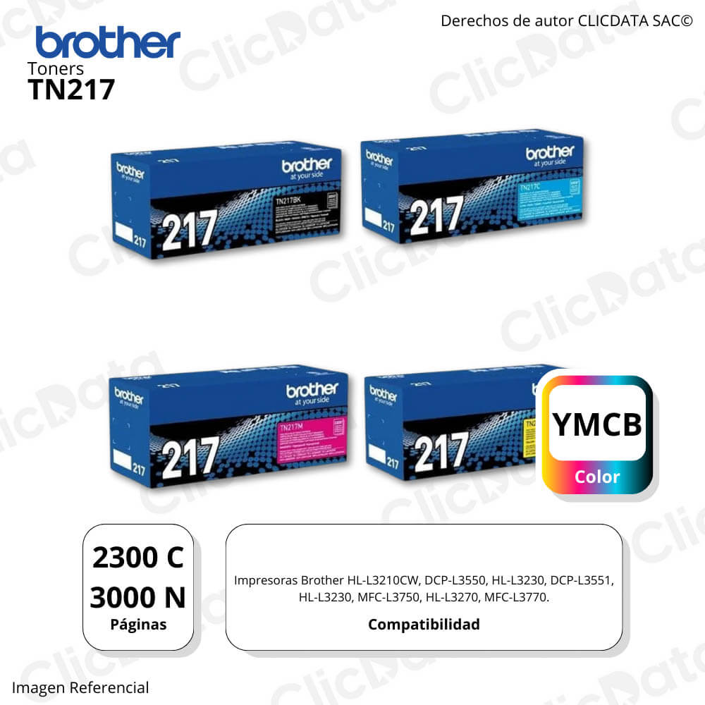 Kit De Toner Brother Tn217 CYMK L3210, L3550, L3750, L3770 Original