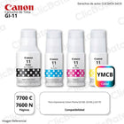 Kit de Tinta Canon GI 11 70ml color y 135ml negro G3160 Original