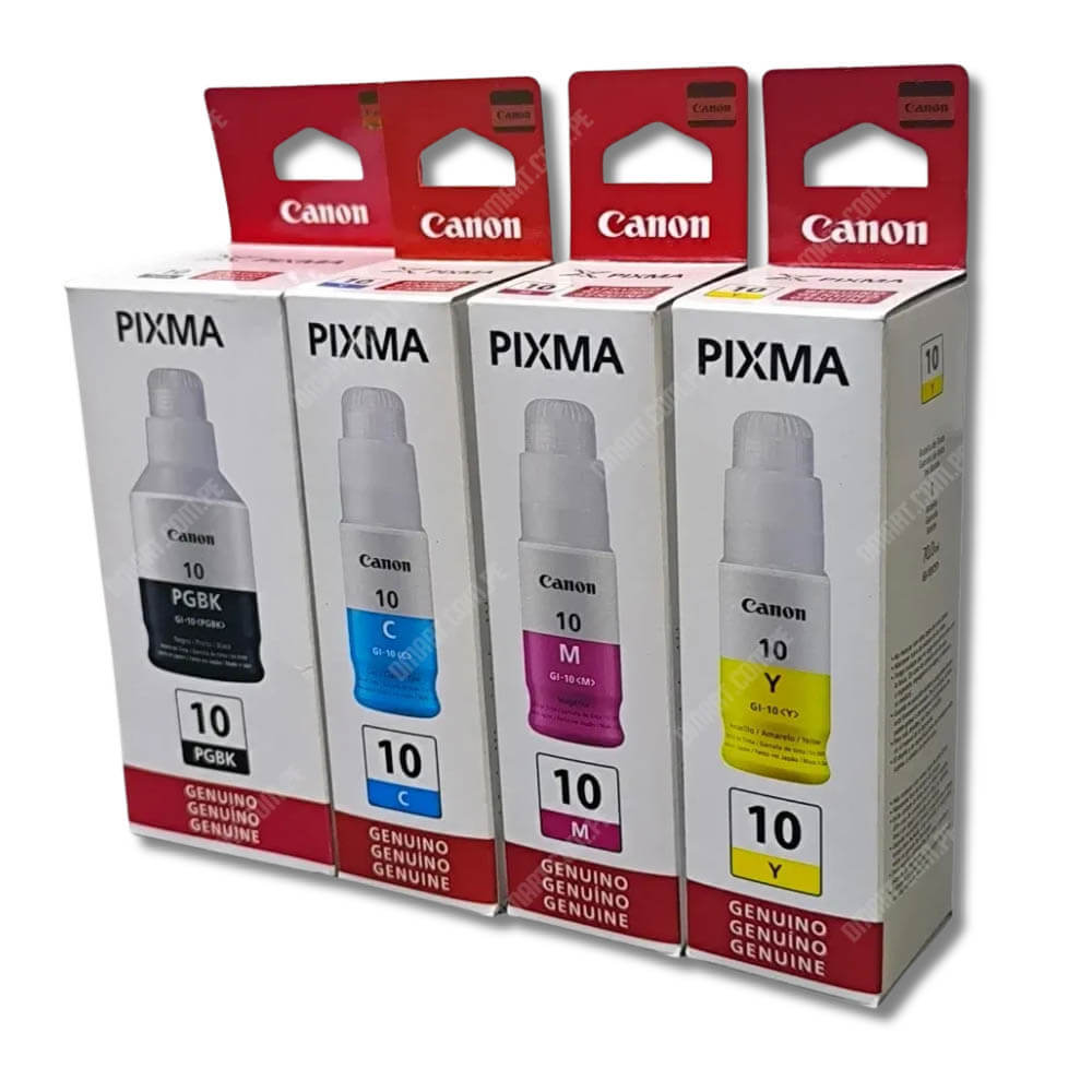 Kit de Tinta Canon GI 10 color 70ml y negro 170ml G6010 Original