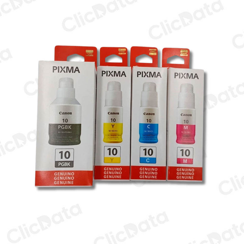 Kit de Tinta Canon GI 10 color 70ml y negro 170ml G6010 Original
