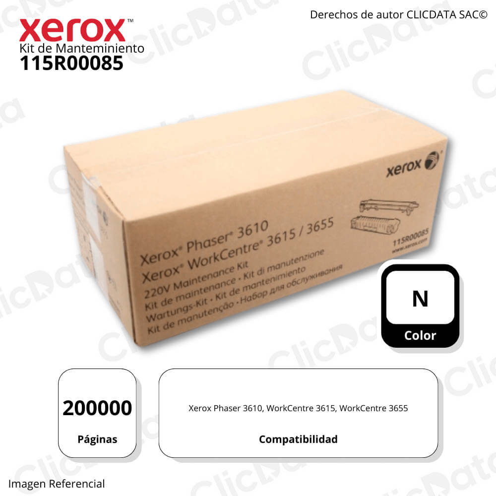 Kit De Mantenimiento Fusor Xerox 115R00085 200K Pág. 3610 Original