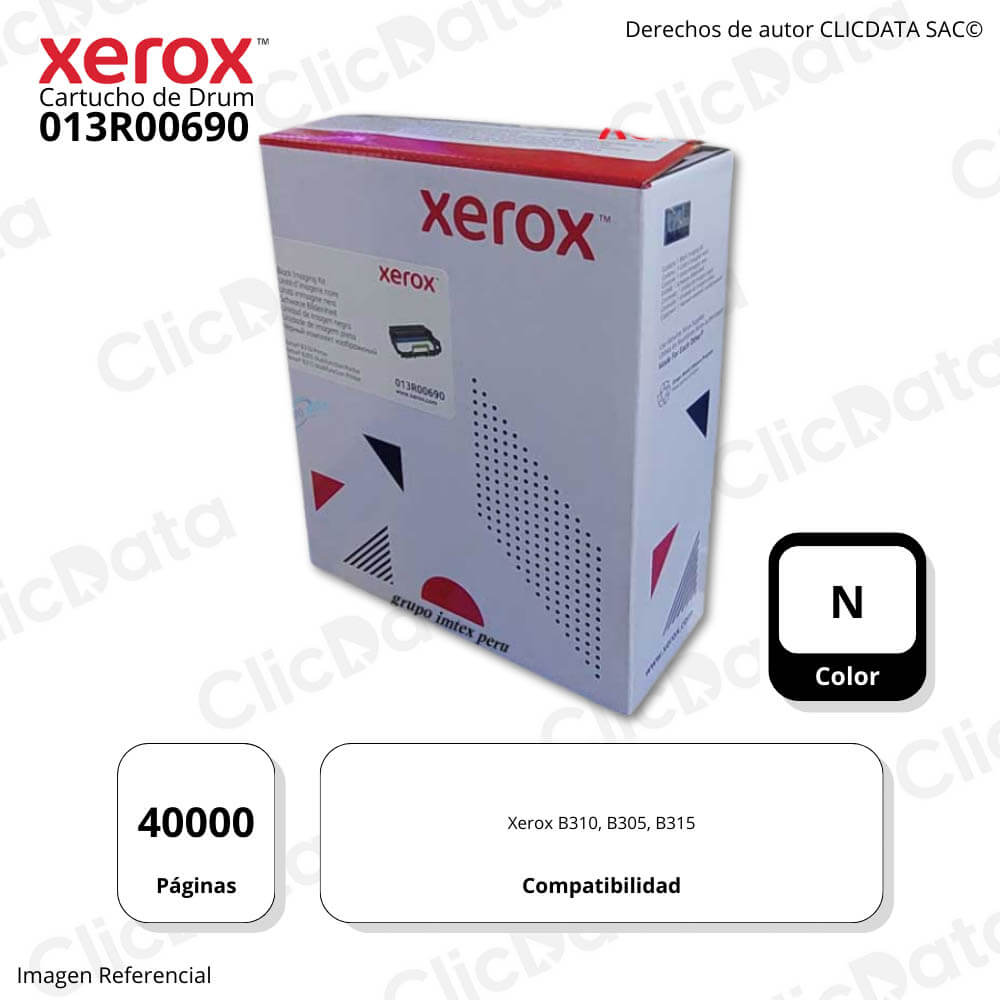 Drum Xerox 013R00690 40,000 Pág. Xerox B310, B305, B315 Original