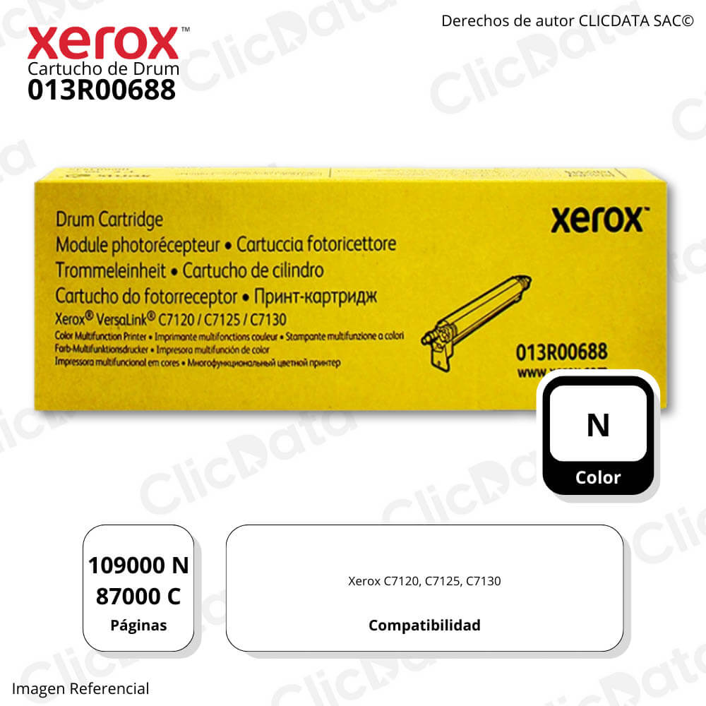 Drum Xerox 013R00688 Negro 109k Pag y color 87K Pag C7100 Original