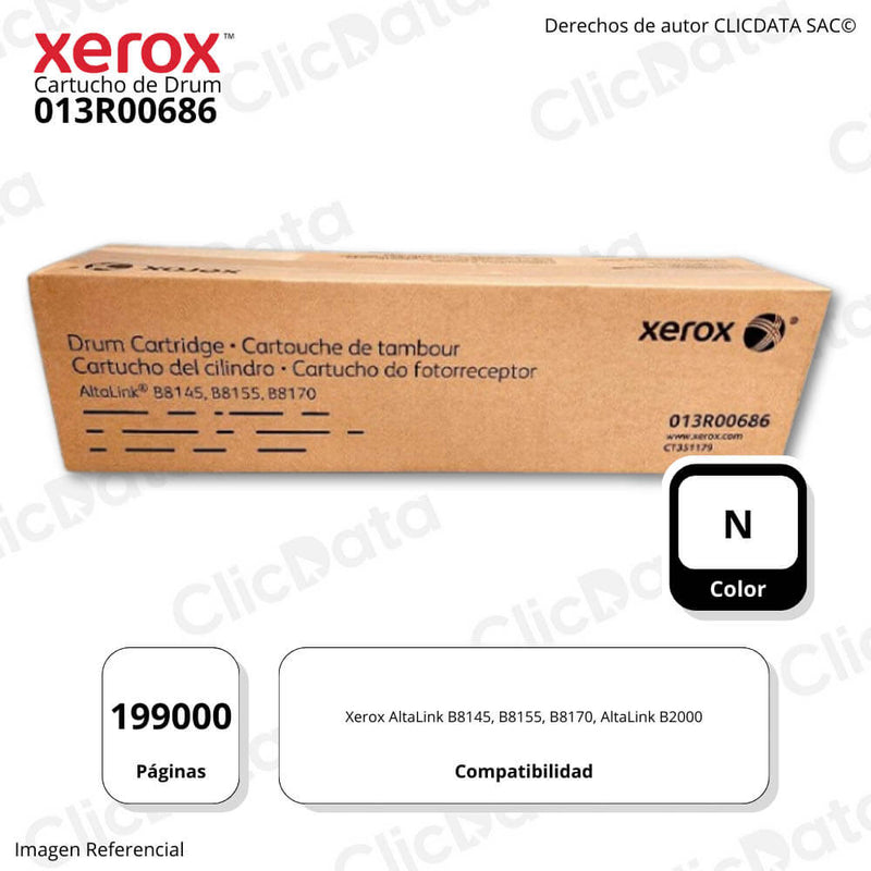 Drum Xerox 013R00686 Negro 199,000 Pág. B8100, B8200 Original