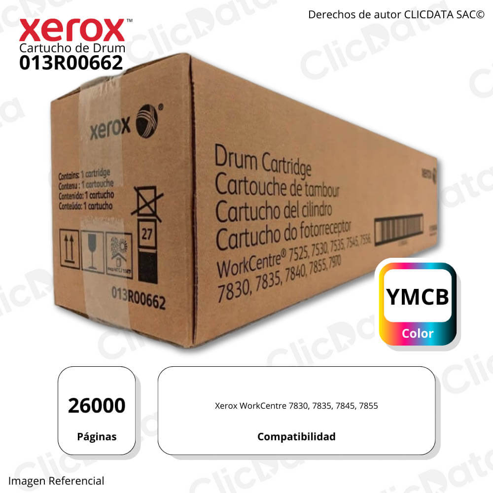 Drum Xerox 013R00662 Color+Bk 125,000 Pág. WC 7830,7845 Original
