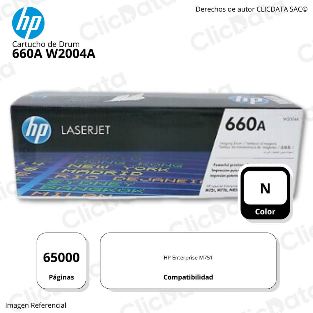 Drum Hp 660A Negro W2004A 65,000 Pág. Enterprise M751 Original