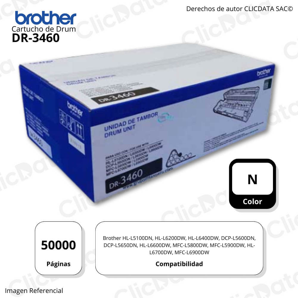 Drum Brother DR3460 Negro 50,000 Pág. L6200DW, L6900DW Original