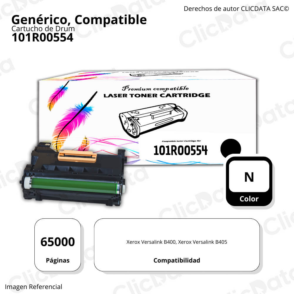 Drum Xerox 101R00554 Negro 65.000 Pág. B400, B405 Compatible