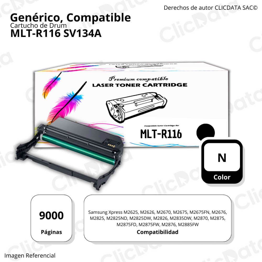 Drum Samsung MLTR116 Negro Sv134A 9,000 Pág. SLM2625 Compatible