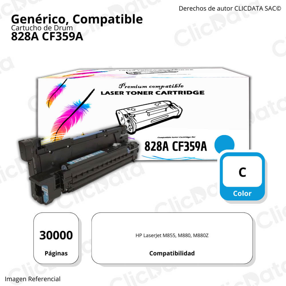 Drum HP 828A Cyan CF359A 30,000 Pág. M855, M880 Compatible