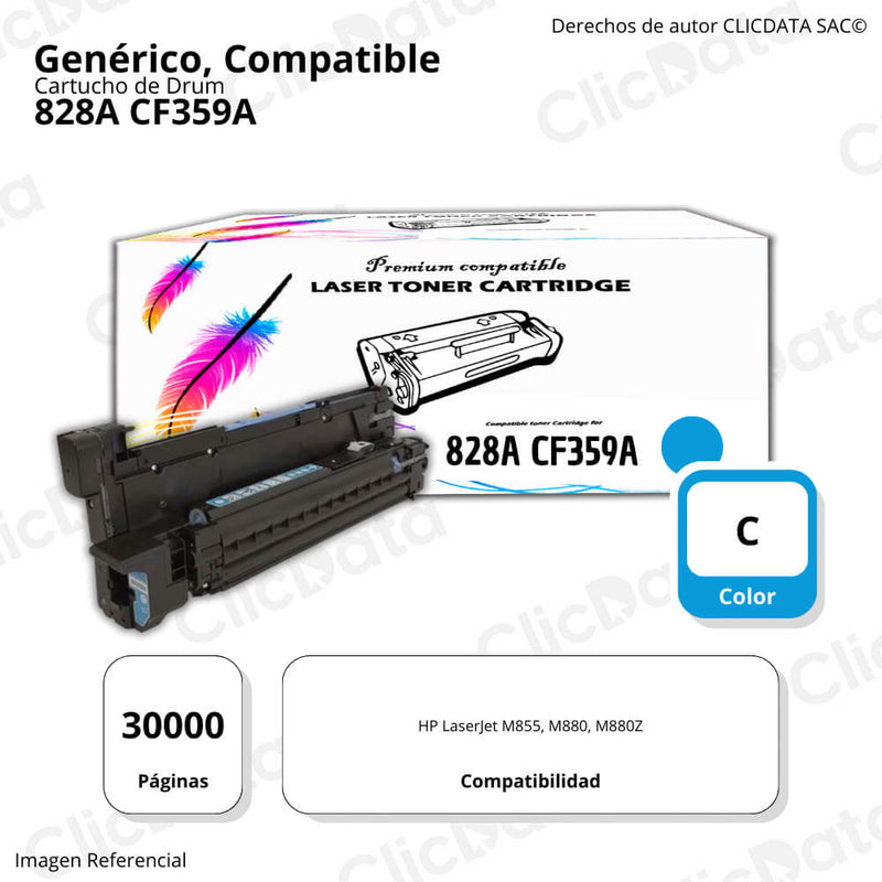 Drum HP 828A Cyan CF359A 30,000 Pág. M855, M880 Compatible