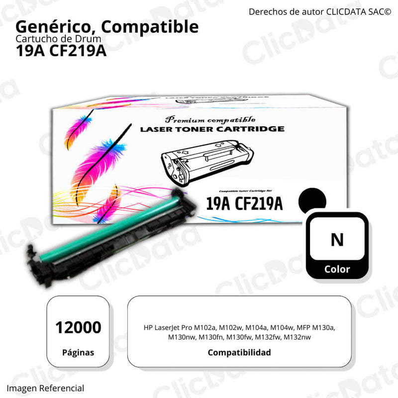 Drum HP 19A Negro CF219A 12,000 Pág. M102a, M102w Compatible