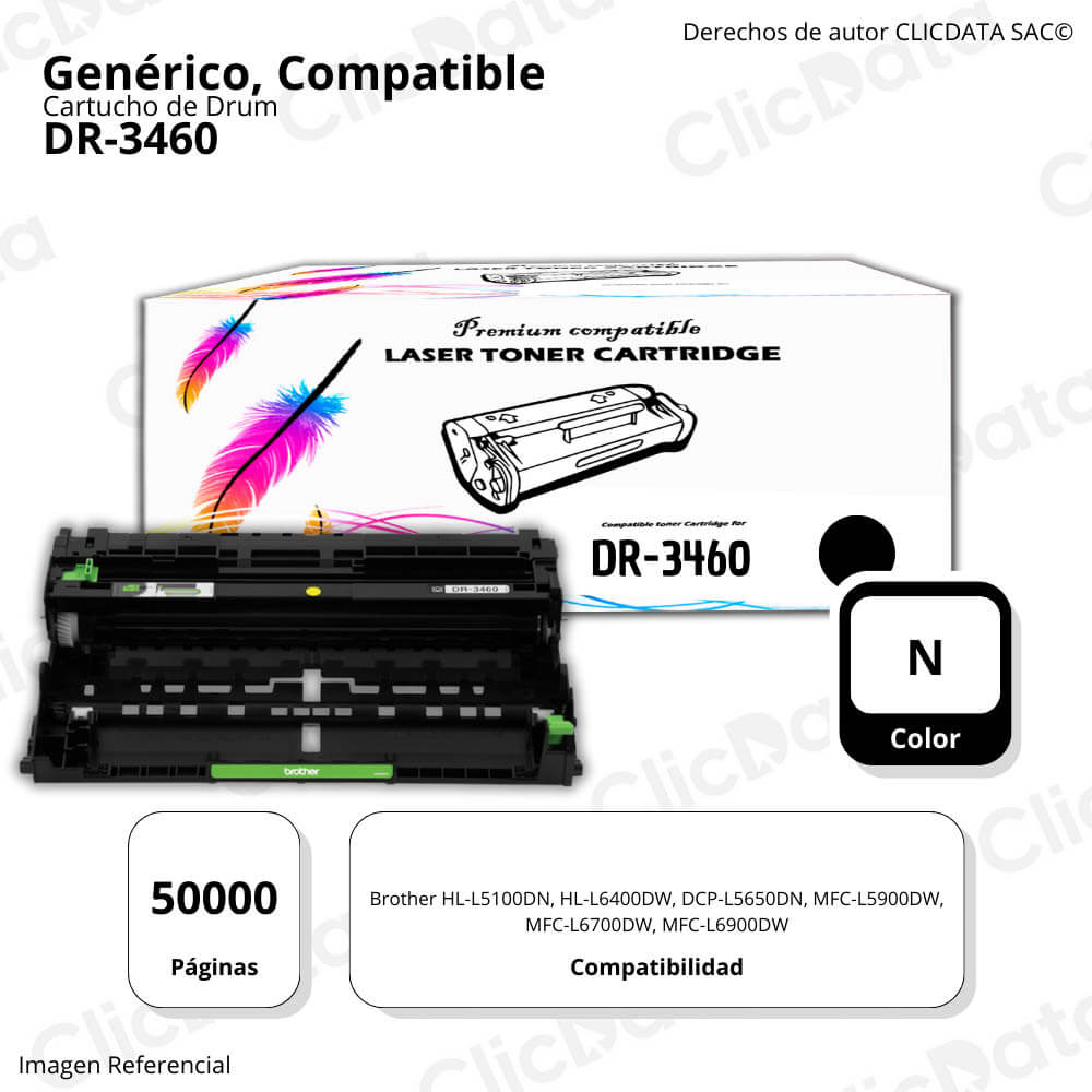 Drum Brother DR 3460 Negro 50,000 Pág. DCP L5650DN Compatible