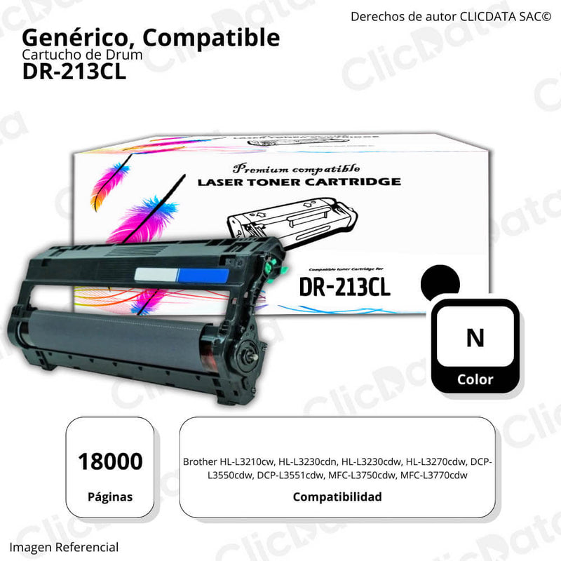 Drum Brother DR 213CL Negro 18K Pág. 3140CW, 3180CDW Compatible