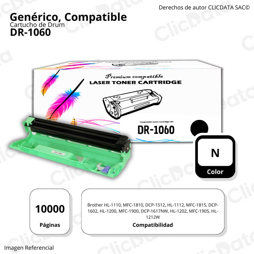 Drum Brother DR 1060 Negro 10.000 Pág. HL1110, 1212W, 1202 Compatible
