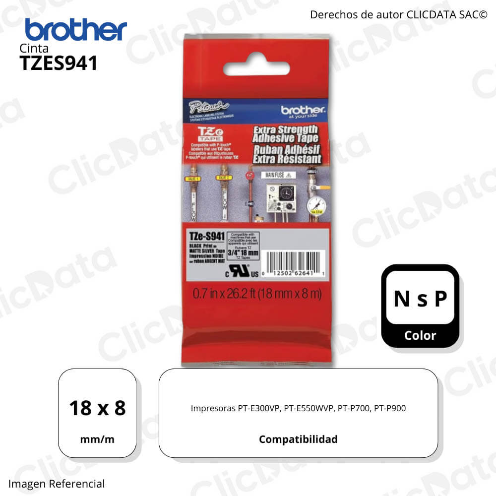 Cinta Brother Tze-s941 18mm x 8M PTE300VP, PTP900 Original