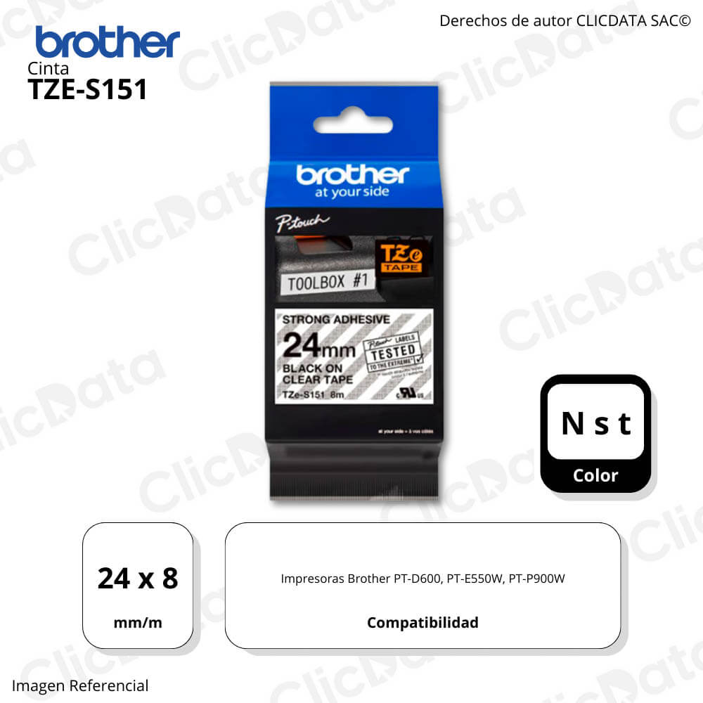 Cinta Brother Tze-S151 24 mm x 8,00 M. PTD600,E550W Original