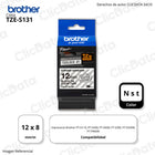 Cinta Brother Tze-S131 12mm x 8,00 M. PTH110,PTE300 Original