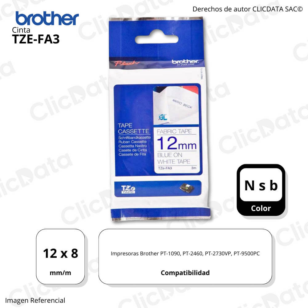 Cinta Brother Tze-fa3 12mm x 8 M. PT1090, PT2460 Original