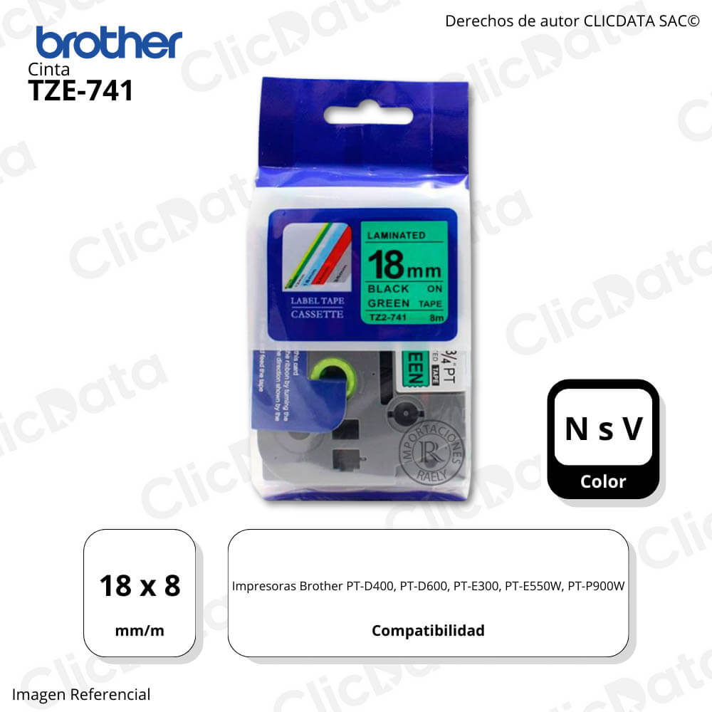 Cinta Brother Tze-741 18mm x 8.00 M PTD400,PTE300 Original