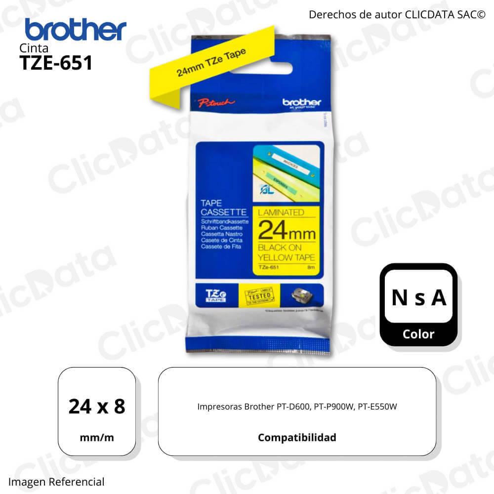 Cinta Brother Tze-651 24mm x 8.00 M PTD600,PTP900W Original
