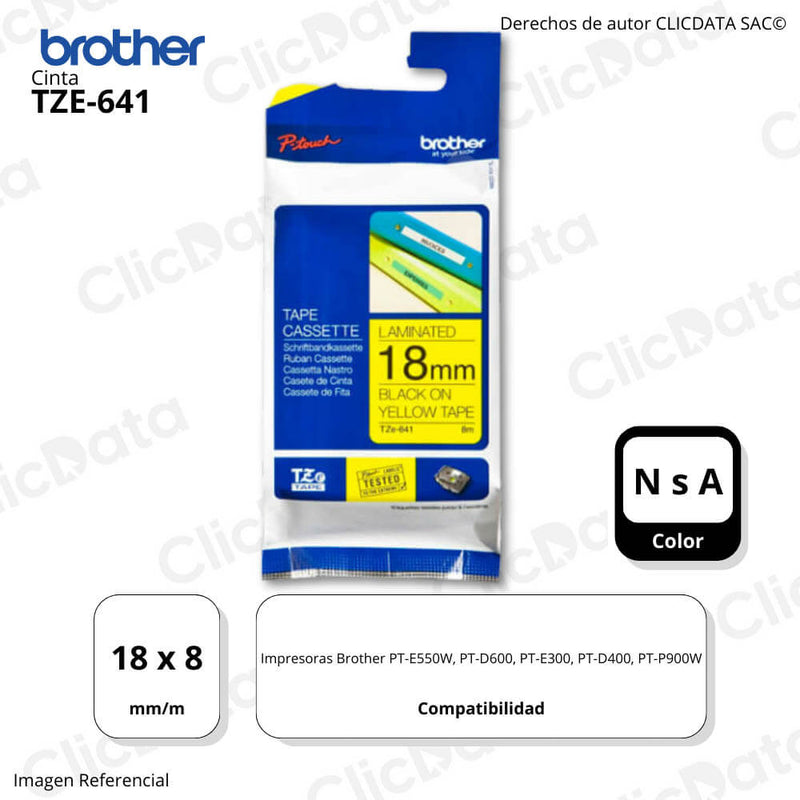 Cinta Brother Tze-641 18mm x 8.00 M PTE550W,PTE300 Original