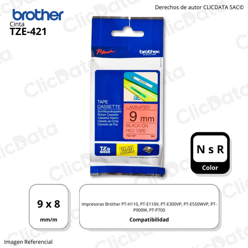 Cinta Brother Tze-421 9mm x 8 mts. PTH110,PTE300VP Original