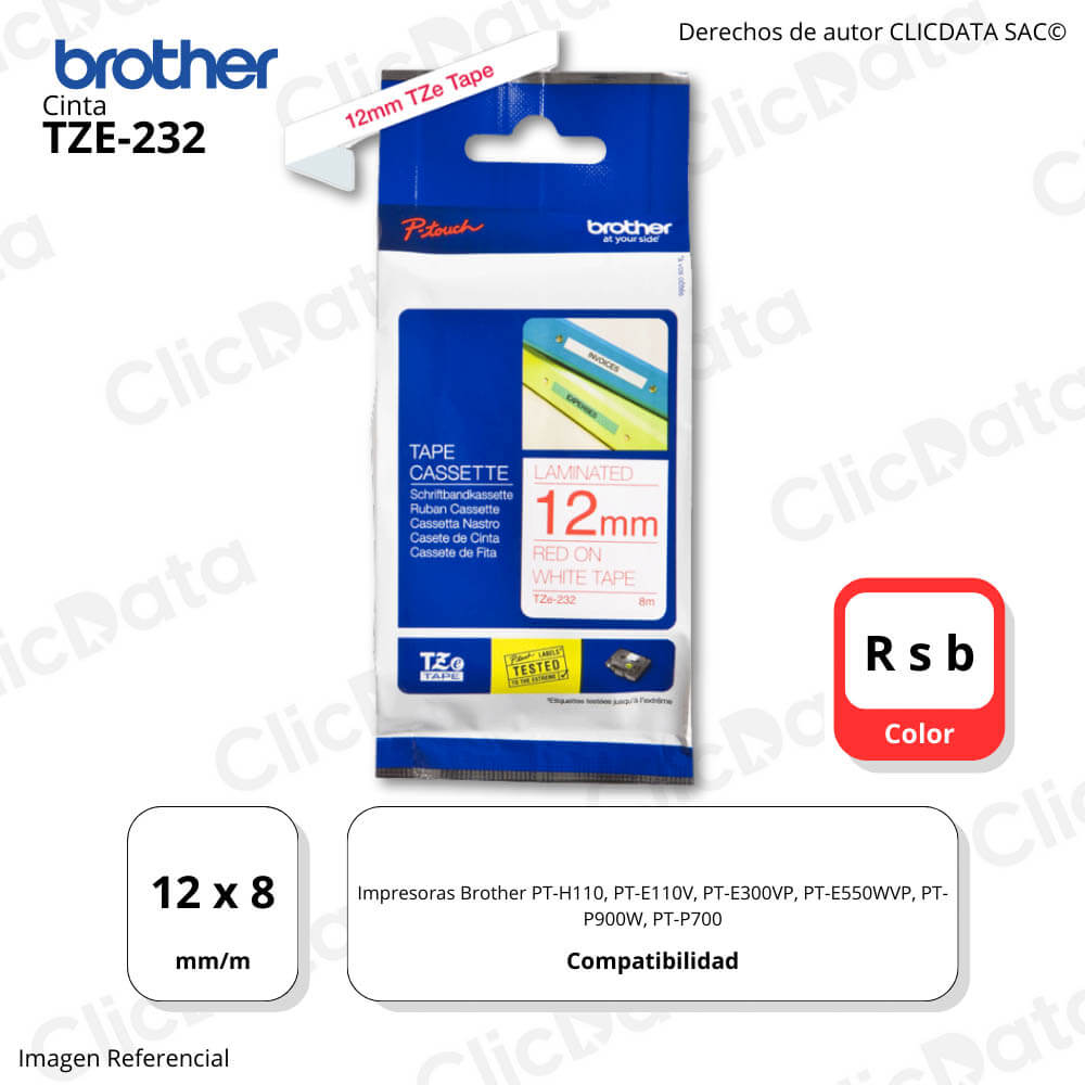Cinta Brother Tze-232 12mm x 8 M. PTH110, PTP700 Original