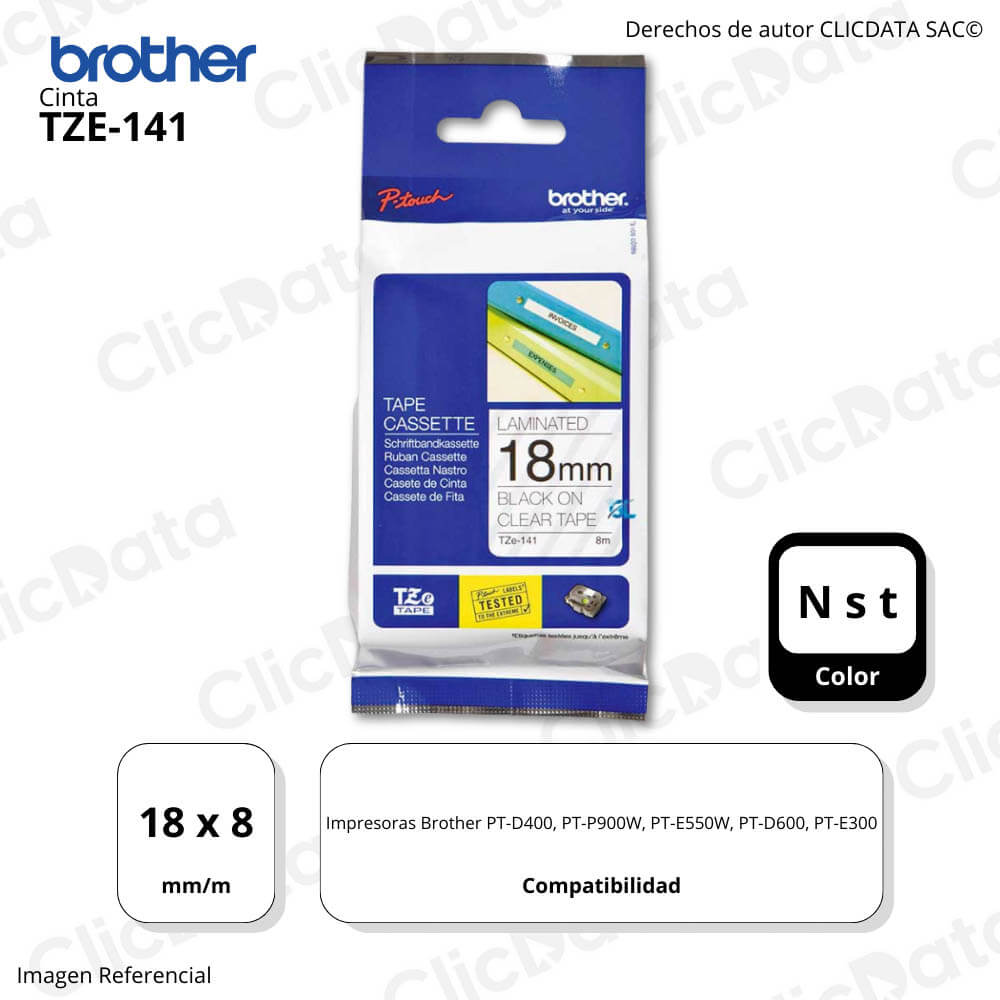 Cinta Brother Tze-141 18mm x 8,00 M. PTD400,PTP900W Original