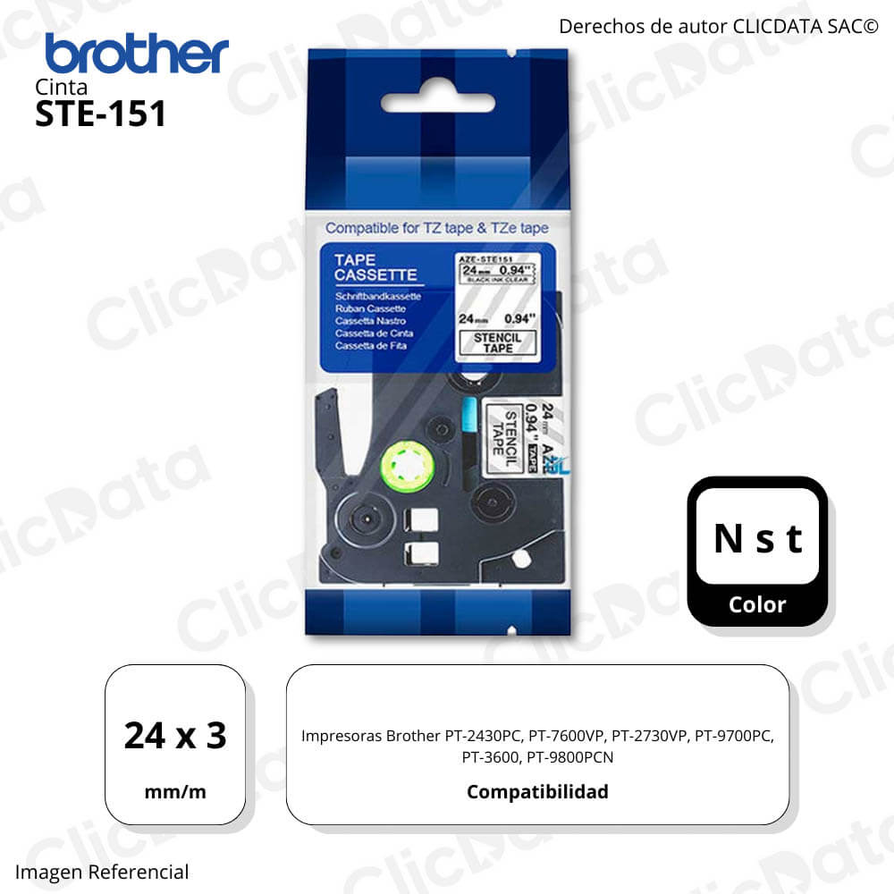Cinta Brother Ste151 24mm x 3 M. PT2430PC,PT2730VP Original