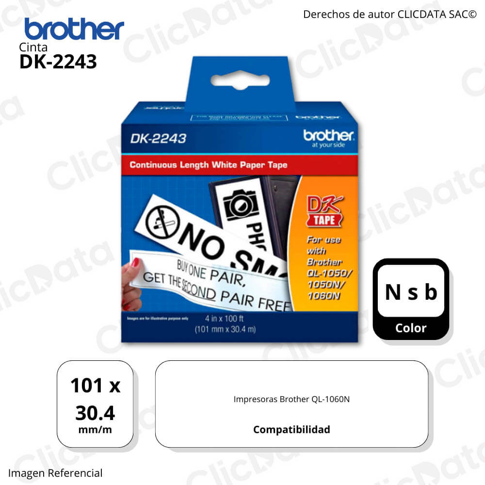 Cinta Brother Dk 2243 101mm x 30,4m. Brother QL1060N Original