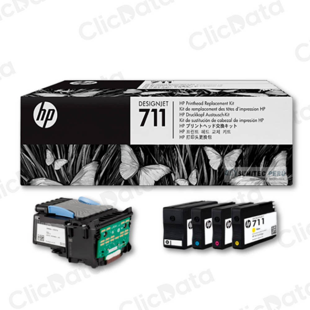 Cabezal HP Kit 711 Negro C1Q10A DesignJet T530, T120 Original