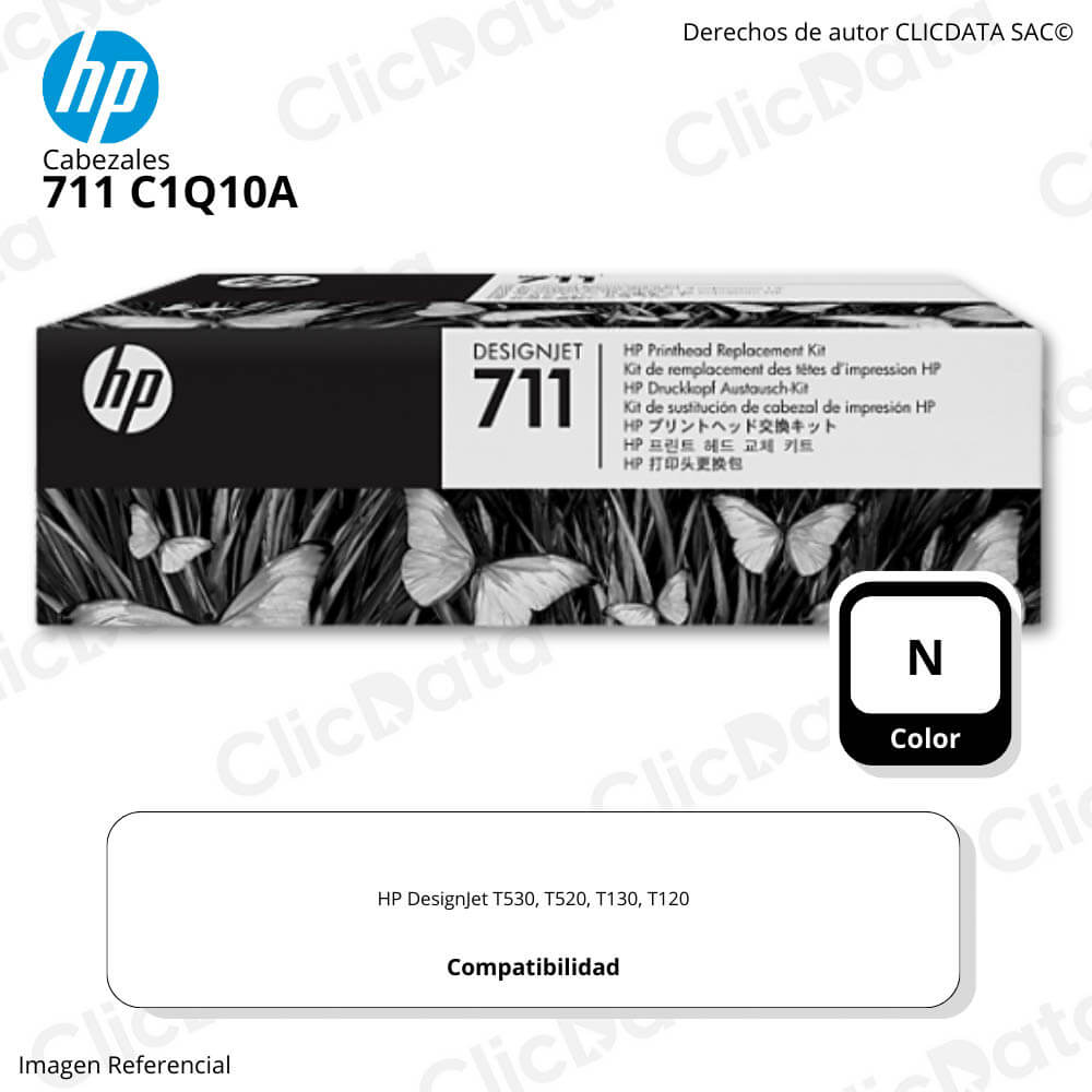Cabezal HP Kit 711 Negro C1Q10A DesignJet T530, T120 Original