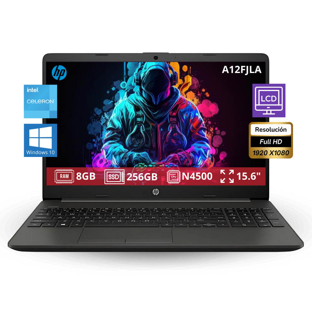Laptop HP 15.6" 250 G9 8GB Ram 256gb ssd Windows 10 N4500 A12FJLA